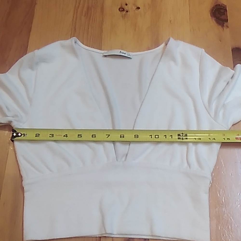 Wilfred Free Bridgette White Crop Top Plunge V Neck Long Sleeves - Picture 10 of 13